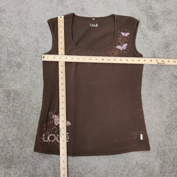Lole Women's Floral Embroidered Tank Top Size Medium Y2K Cotton Gorpcore - Picture 6 of 8